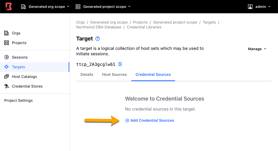 Admin Console Credential Store ID